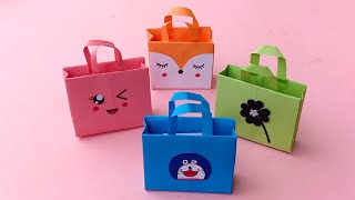 Origami Paper Bag l How to make Paper Bag with Handles l Origami Gift Bags l School Hacks