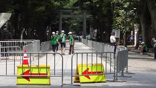 大國魂神社が五輪, 自転車ロードレースのコースに   Tokyo Olympics Women's Road Race:　Riders pass the Qkunitama shrine　2021.7