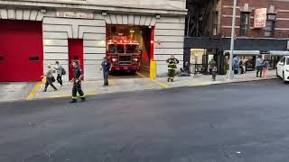 FDNY TOWER LADDER 23 RESPONDING CODE 2 FROM QUARTERS ON 139TH STREET IN WASHINGTON HEIGHTS MANHATTAN