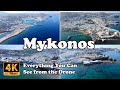 Mykonos Greece Town Chora Μύκονος from Drone footage view in 4K