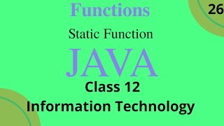 Static function in java class 12 information technology term 2 Saral Programming