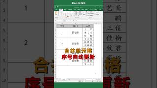 Excel tutorial Excel教程：合并单元格，序号自动更新！Excel教學excel函數excel技巧Excel演示教学. #Shorts