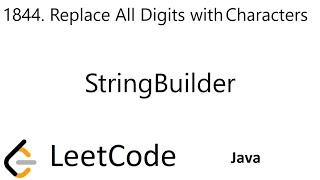 LeetCode 1844 | Replace All Digits with Characters | StringBuilder | Java