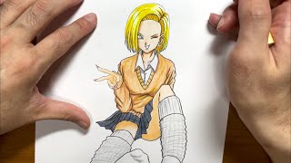 DRAGON BALL Androi 18  drawing ドラゴンボール　１８号　描いてみた