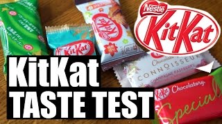 Japanese KITKAT Taste Test | Butter Cookie, Champagne Raspberry, Momiji Manju