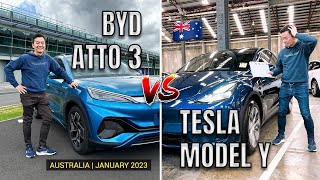 TESLA MODEL Y VS BYD ATTO 3 Australia 2023 Comparison and Differences