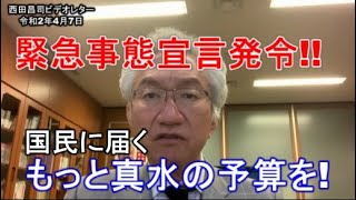 緊急事態宣言発令!! 国民生活に届くもっと真水の予算を！【西田昌司ビデオレター令和2年4月7日】