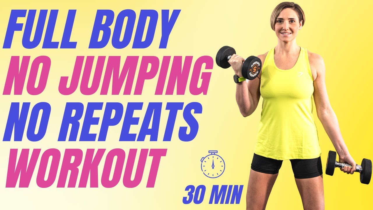 A FULL BODY DUMBBELL WORKOUT NO REPEAT NO JUMPING | 30 MINS | Linz Body ...