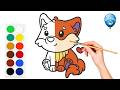 🦊 How to Draw and Color a Cute Fox Step by Step 🌈 Easy Fox Drawing for Kids | Kidosphere