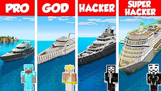 Minecraft PRO vs GOD vs HACKER: MODERN SHIP HOUSE - YACHT BUILD CHALLENGE in Minecraft / Animation