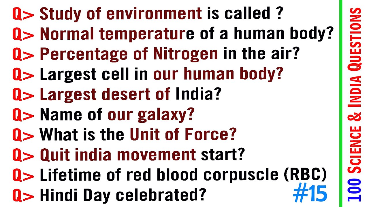 100 Science GK And India Gk General Knowledge Question And Answers ...