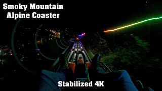 Smoky Mountain Alpine Coaster (Stabilized 4K Night POV) - Pigeon Forge