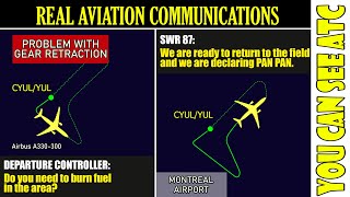 Gear problems after departure from Montreal, A333 requested fire brigade [Real ATC]