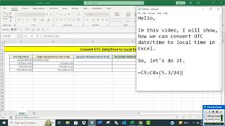 Convert UTC date/time to local time in Excel