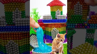 How To Build mini Cats Mud Cats House From 10000 Magnetic Balls (ASMR) | My Magnet #shorts