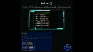 isalnum( ) method | python tutorial #shorts #python #pythonprogramming