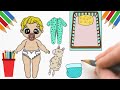 COMO DESENHAR BEBÊ DE PAPEL + BERÇO+ COBERTOR+ PELÚCIA DE OVELHA+ PIJAMA #bonecadepapel #paperdolls