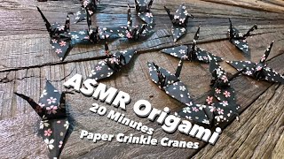 20 Minutes of Paper Crinkles Asmr - Folding Origami Paper Cranes