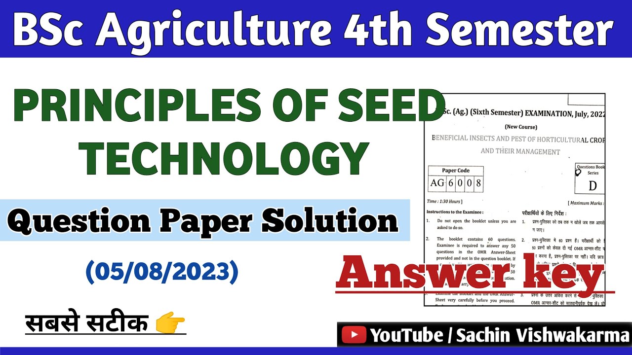 Principles Of Seed Technology Paper Solution 2023 | Bsc Agriculture 4th ...