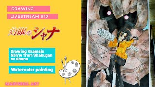 Drawing Khamsin Nbh'w from Shakugan no Shana Watercolor Painting Livestream #10