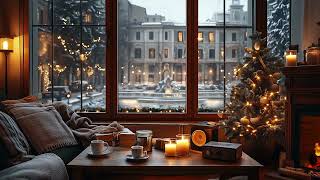 Trevi Fountain Ambience🎊 Winter Coffee Shop Vibes with Relaxing Jazz Music🎄Cozy Ambience \u0026 Fireplace