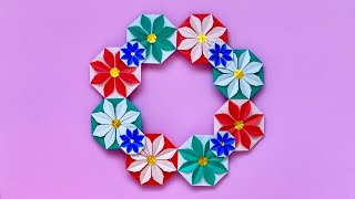 【折り紙】ポップなクリスマスリースの作り方／[Origami] How to make a pop Christmas wreath