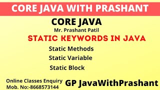 Java Tutorial | Static Variables in Java (Hindi) || Static Keyword in | GP Java With Prashant
