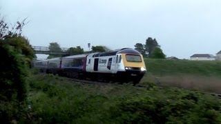 White FGW, HST 43186, and  60015 at Pembrey 28/05/2013