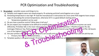 PCR Optimization and Troubleshooting