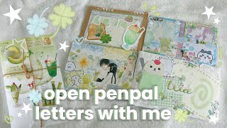 open penpal letters with me 🍈🍀// aesthetic & chill unboxing, no talking asmr