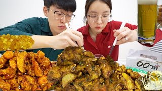 🍗보자보자 신상먹어보자🍗60계치킨(강정시대 달콤, 매콤맛나, 더 매운고추치킨, 닭강정볶음밥, 두부김치신라면, 틈새볶음면)