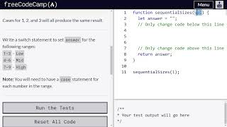 Multiple Identical Options in Switch Statements - freeCodeCamp | Video 78 | Basic JavaScript