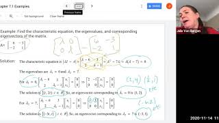 Math 250 Finding Eigenvalues and Eigenvectors