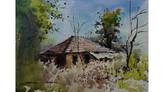 Easy Watercolor Landscape painting by sikander singh chandigarh india