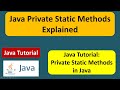 Private Static Methods in Java | Java private static method | Java Tutorial