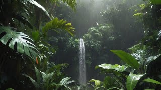 Relaxing rain and thunder, animal sounds in rainforest. For sleep, relax, anxiety, stress, study.
