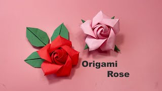 Origami rose flowers tutorial. How to make a paper flower. Easy paper crafts.  Handmade things.