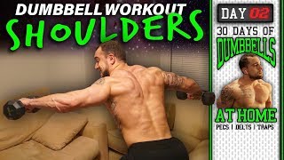 Home Shoulder Workout with Dumbbells | 30 Days to Build Pecs, Delts & Trap Muscles - Dumbbells Only!