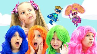 Diana and Roma Learn Colors with Rainbow Hair