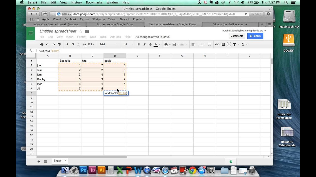 Google Spreadsheets Basics Youtube