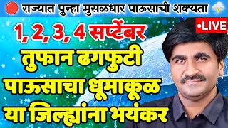 1 सप्टेंबरपासून | राज्यात पुन्हा मुसळधार पावसाची शक्यता | हवामान अंदाज | Havaman Andaj Today Live