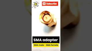 The adapter consists of a Male SMA connector on one end and a Female SMA connector