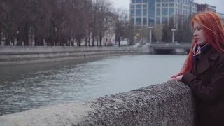 Lonely Woman Near River Bank Stock Video