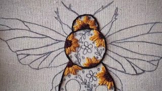 Floral bee embroidery pattern || embroidery for beginners || sunflower embroider