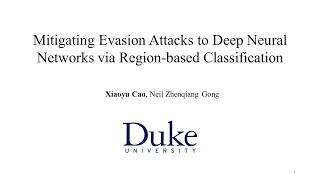20 September 2019, 2019 Triangle Machine Learning: Mitigating Evasion Attacks to Deep Neural Ne...