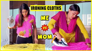 How I Iron Clothes Vs. How My Mom Irons Clothes 🤣 | Anisha Dixit | #Shorts