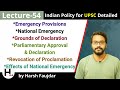L54: Article 352 - National Emergency | Grounds & Revocation of Proclamation |Indian Polity for UPSC