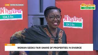 Woman seeks fair share of properties in divorce.