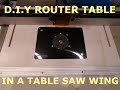 Router table in table saw extension wing