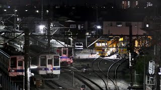 【東武鉄道 新型保線車両】深夜に響き渡るブレーキ鳴きとエンジン音 スイッチマルタイ 08-475 0803号機 2022.9